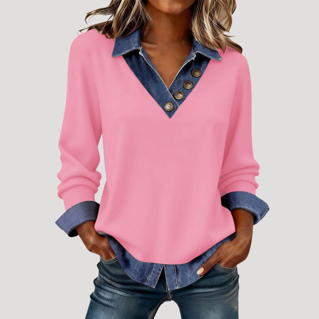 Women's Long Sleeve V-Neck Blouse