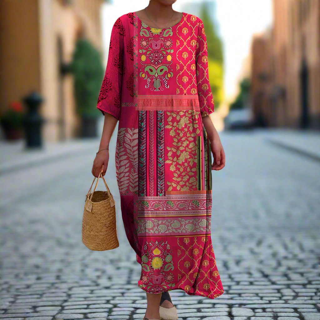 Carolin | Women's Maxi Dress with Ethno-Boho Pattern
