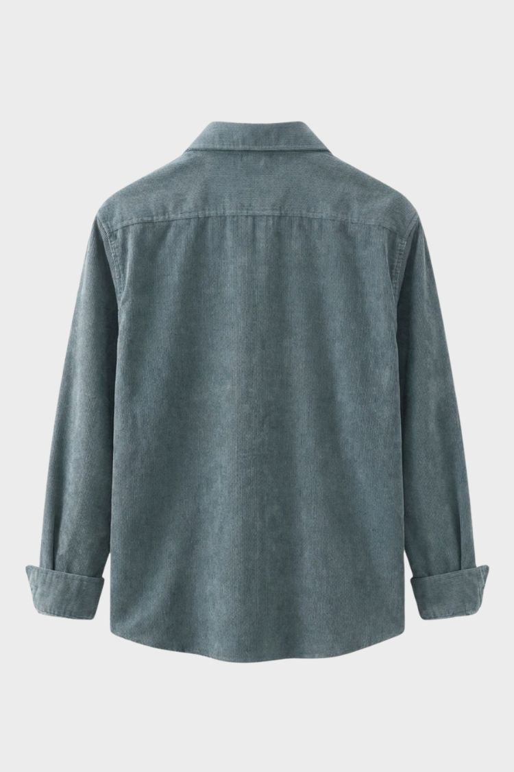 Men's Cord Shirt with Button Placket and Chest Pocket, view 3 - Elena Harper