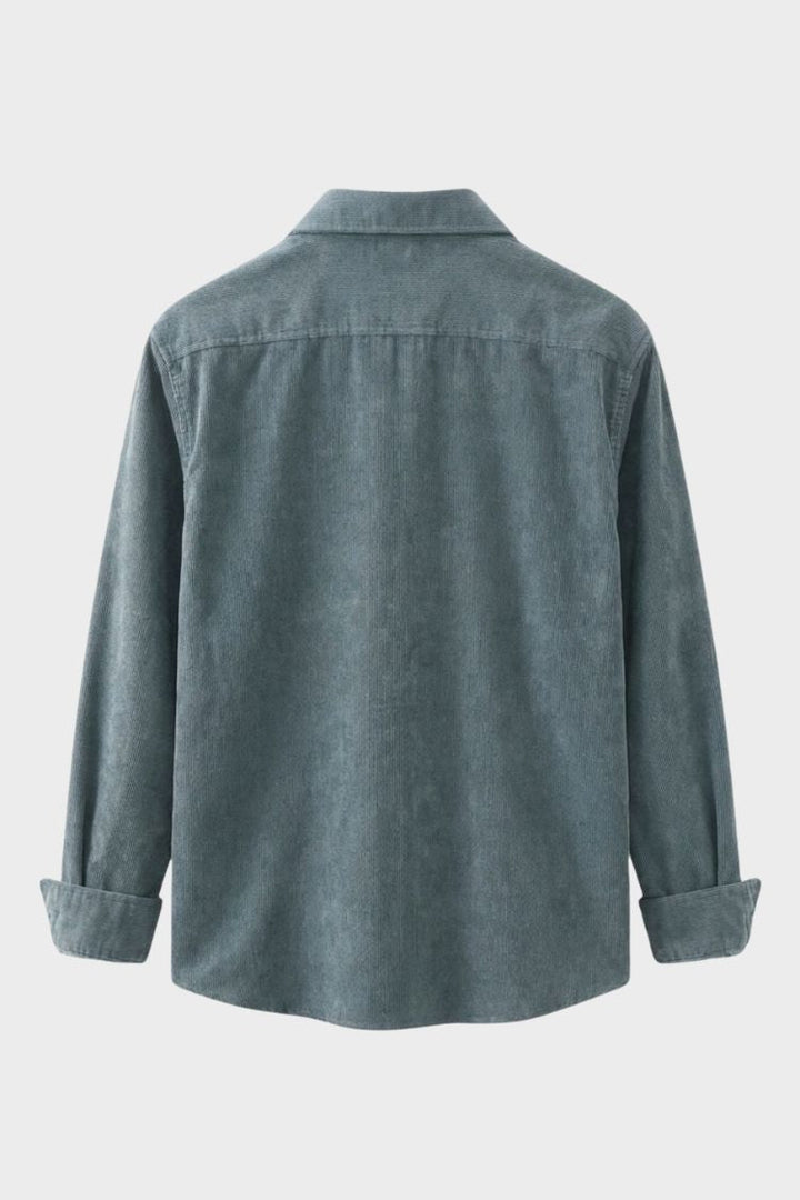 Men's Cord Shirt with Button Placket and Chest Pocket, view 3 - Elena Harper
