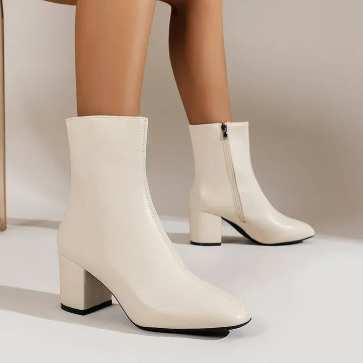 Women's Ankle Boots Minimalist Stable Heel with Zipper