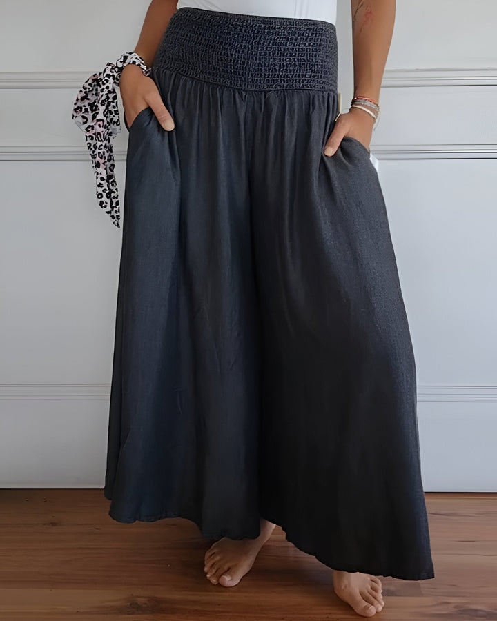 Women's Flowy Smocked Maxi Skirt with Pockets - Effortless Style