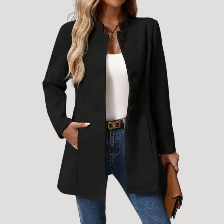 Women's Buttoned Coat with High Collar