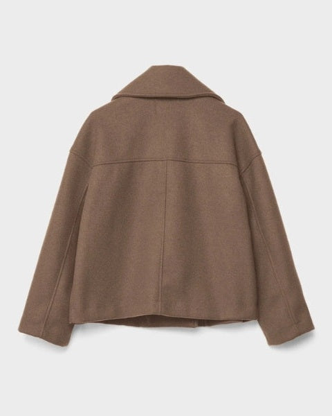 Short Women's Wool Cross Coat - Minimalist and Elegant