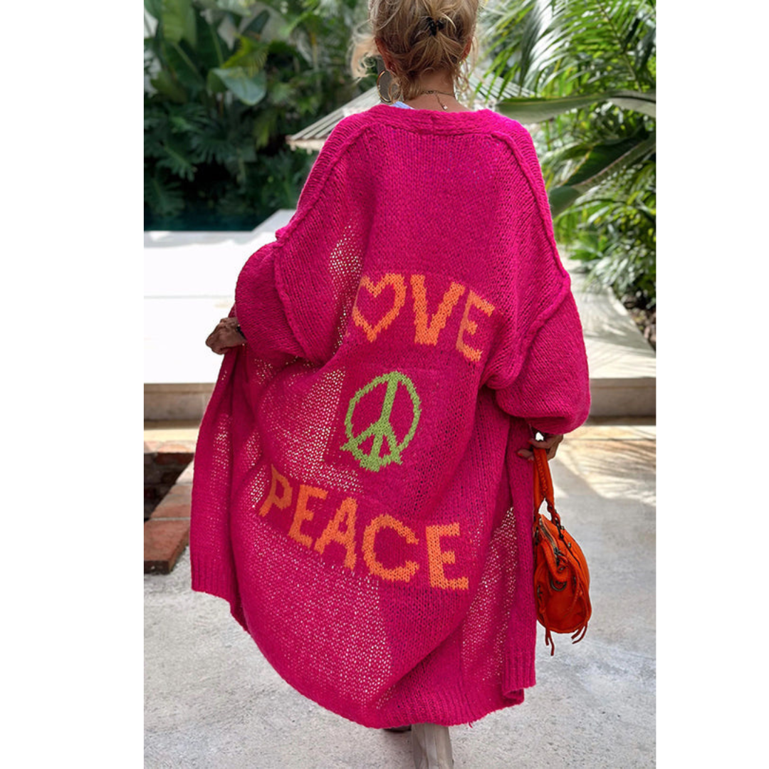 Women's Hippie Vibe Peace Cardigan - Express Your Style & Love