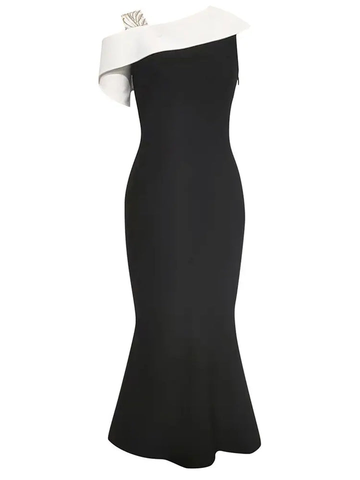 Sexy Colorblock Asymmetrical Bodycon Dress
