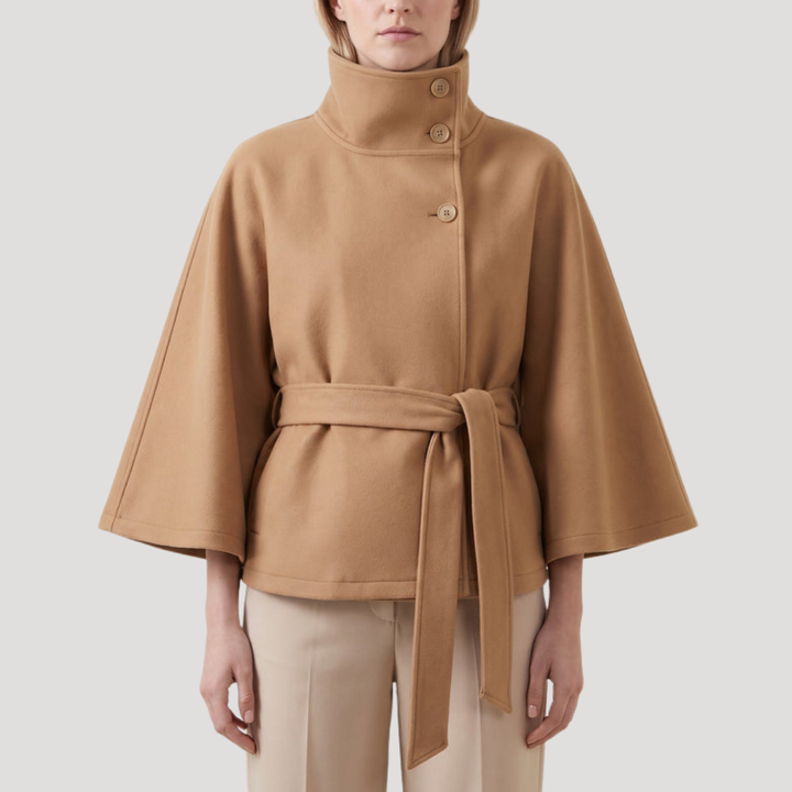 Women's Cape Coat with High Collar