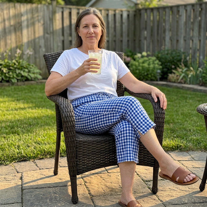 Women's Capri Pants in Vichy Check with Elastic Waist