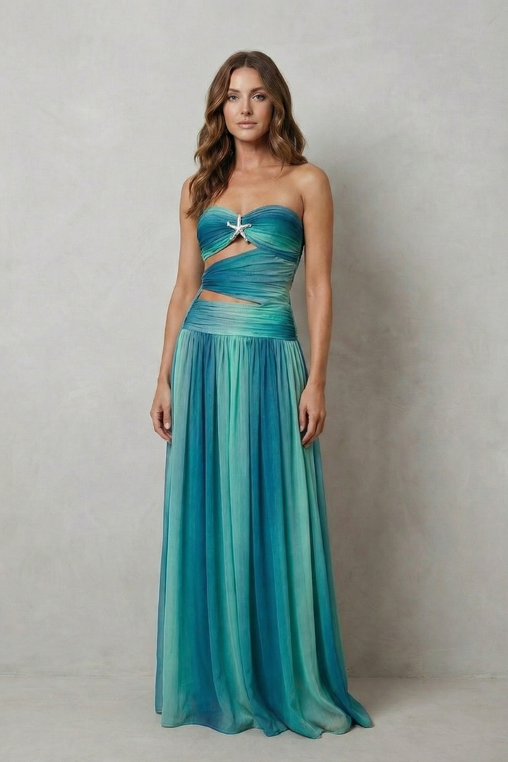 Zafrina – Sunset ombré allure – Strapless maxi dress