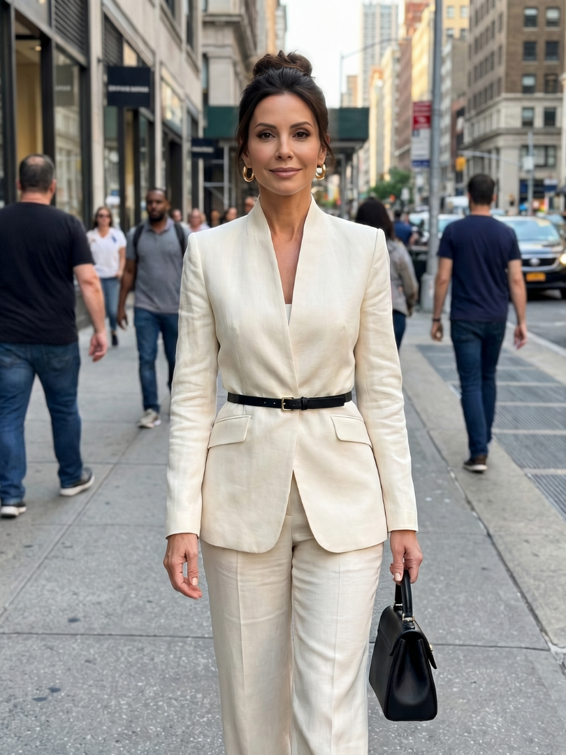 Delta Structured Stand Collar Tailored Suit - Elena Harper