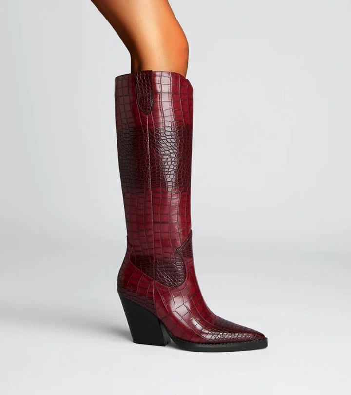 Westline | Knee-high Crocodile Effect Boots