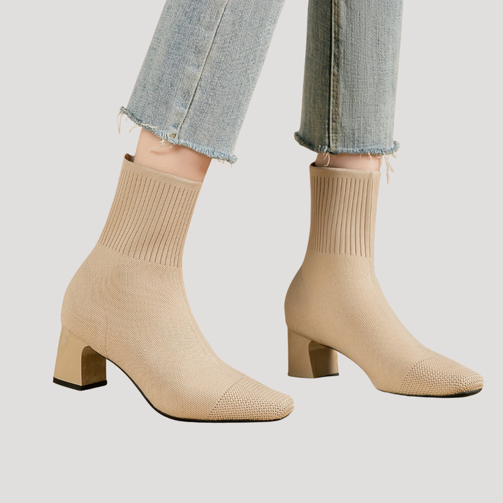 Women's Knit Ankle Boots with Block Heel