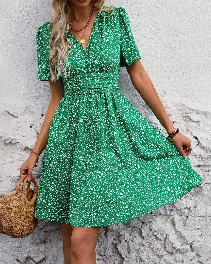 Dress Casual Short Sleeves, V-neck Perfect for Summer Evenings, view 6 - Elena Harper