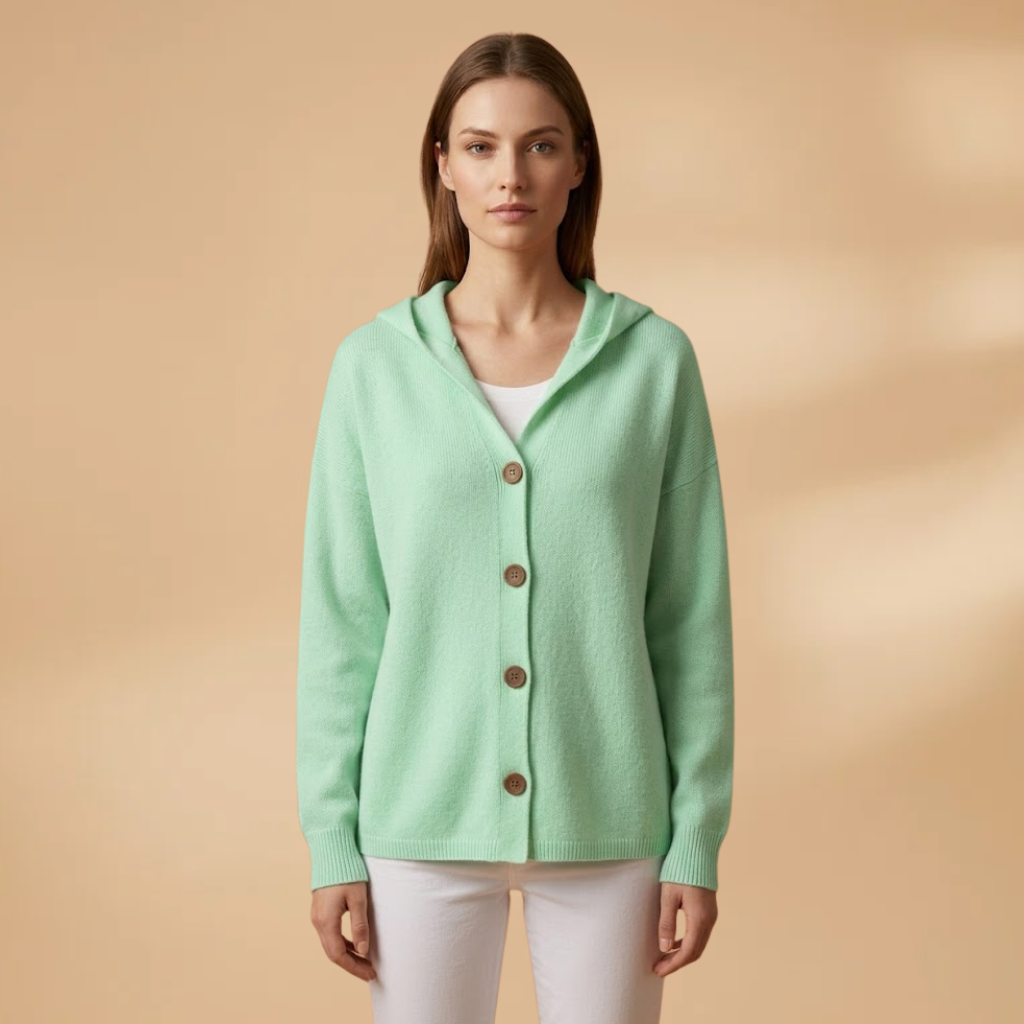 Women's Cardigan with Hood and Button Closure