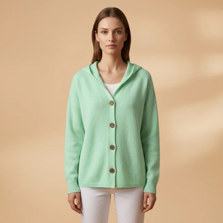 Women's Cardigan with Hood and Button Closure
