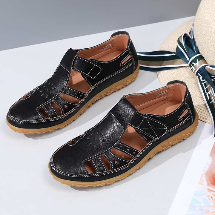 Comfortable Summer Shoes with Velcro and Perforated Design EB
