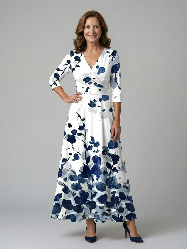 Celine Cross Wrap Neck Midi Dress - Elena Harper