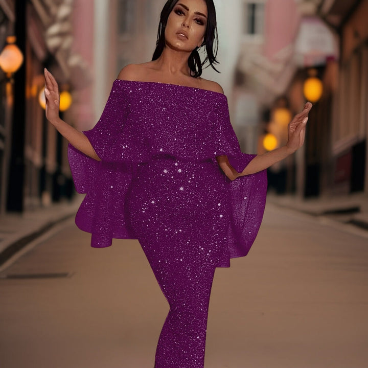 Women's Elegant Off-Shoulder Ruffle Dress