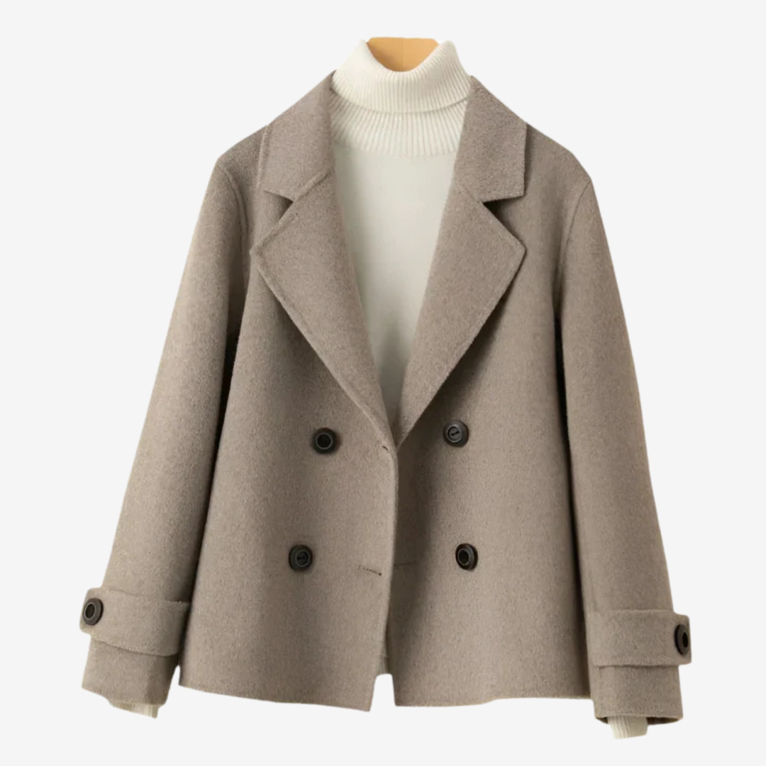 Elegant Double-Breasted Blazer for Women – Stylish Lapel Jacket