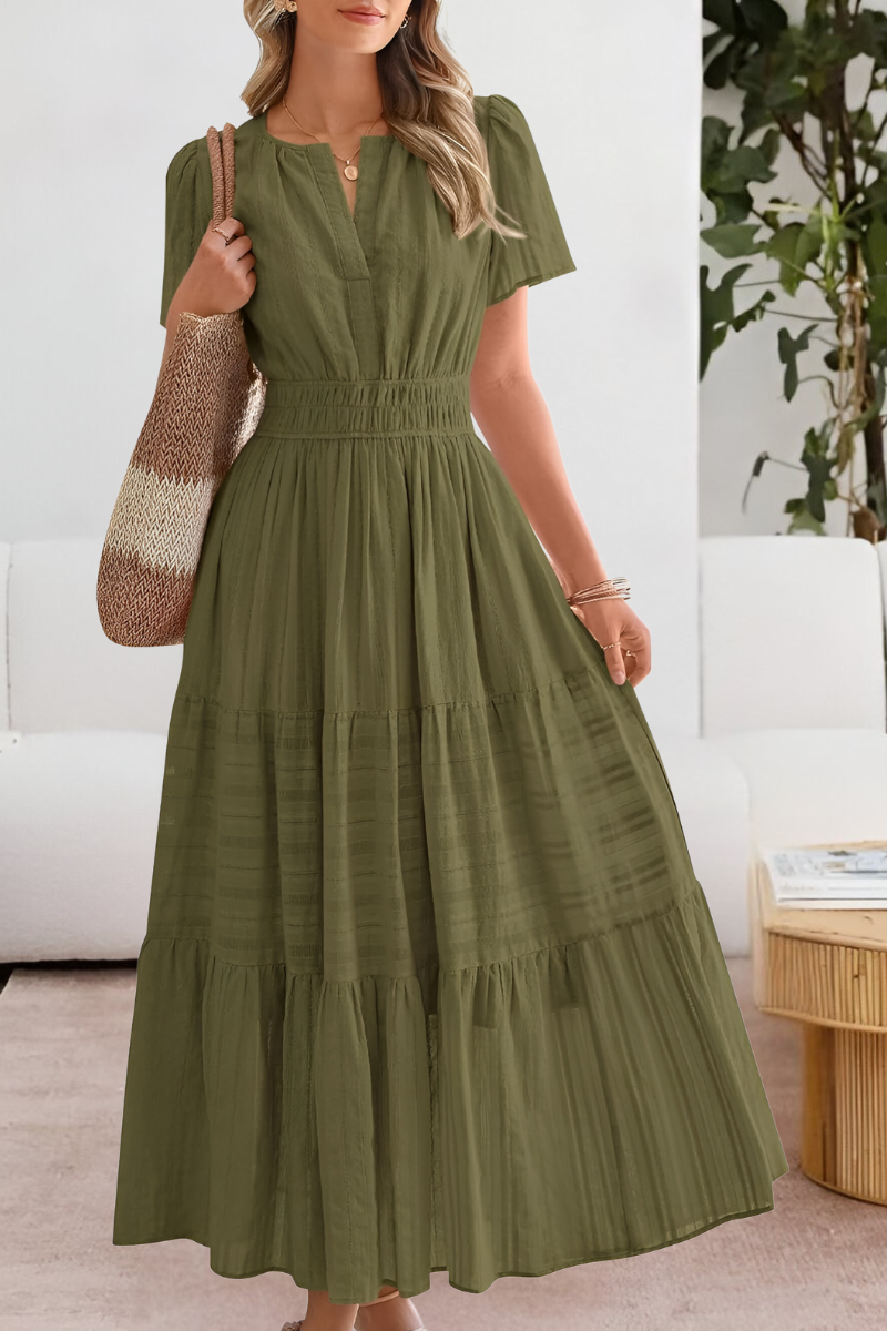 Chloe Evans | Tiered Flutter-Sleeve Summer Maxi Dress For Women