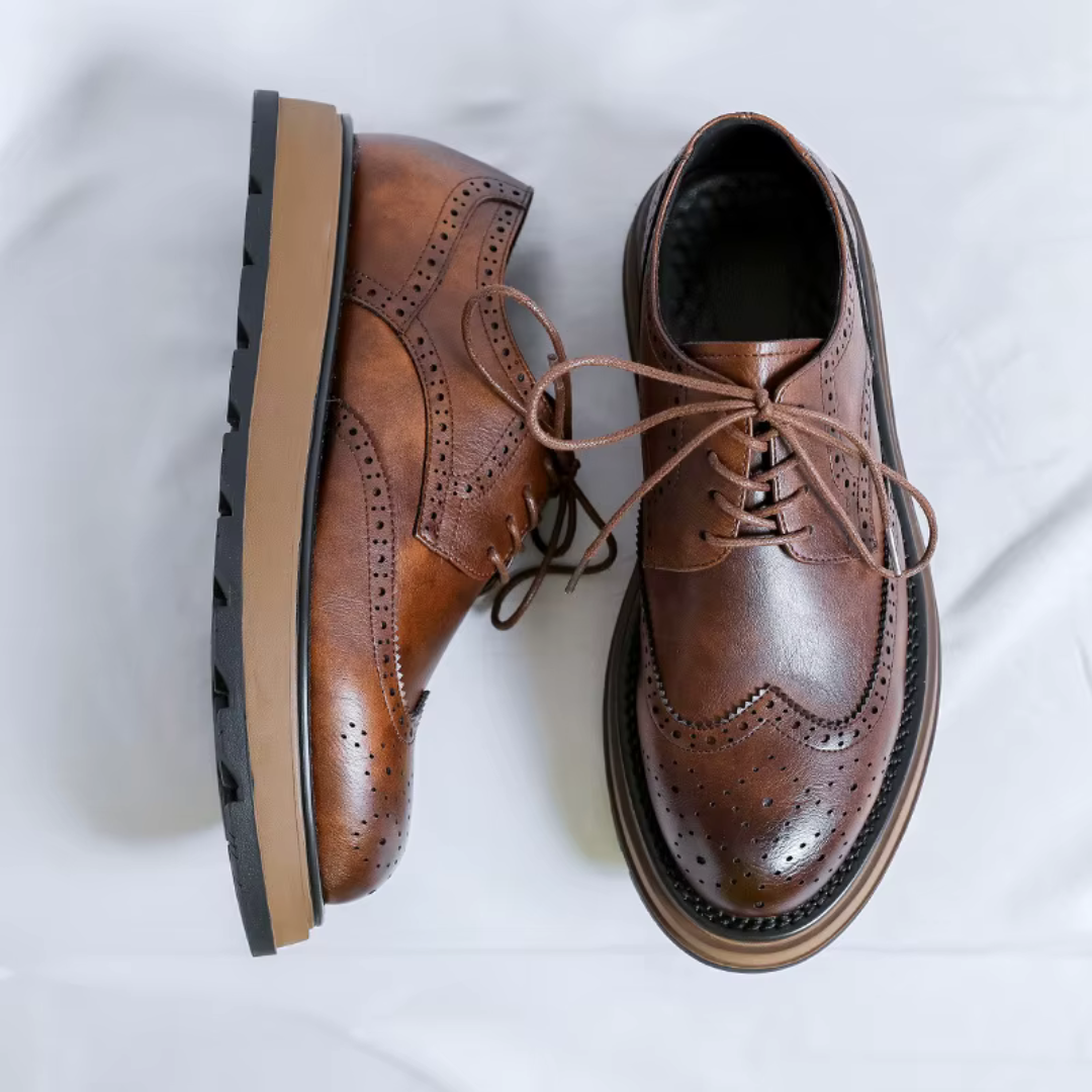 Alessio Classic Derby Shoes with Refined Leather Finish for Men - Elena Harper