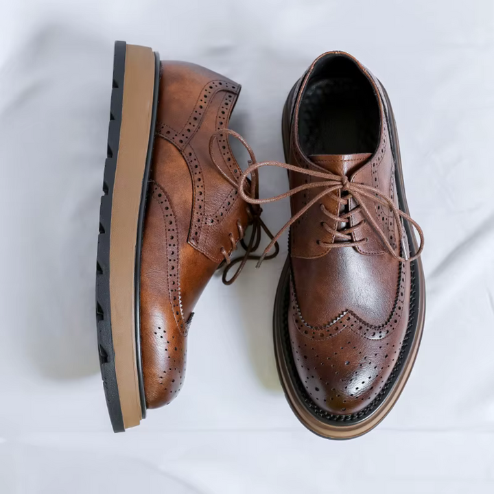 Alessio Classic Derby Shoes with Refined Leather Finish for Men - Elena Harper