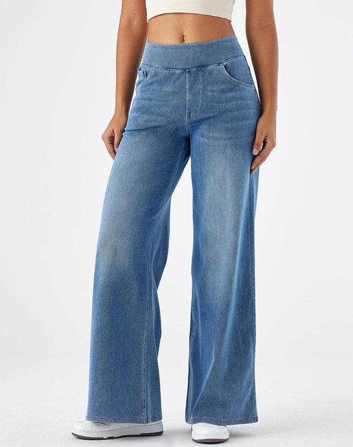Evie Comfy Elastic High-Waisted Pants, view 2 - Elena Harper