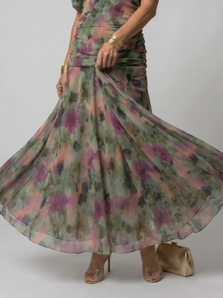 Midi dress for women with off-the-shoulder design - Fluid and romantic