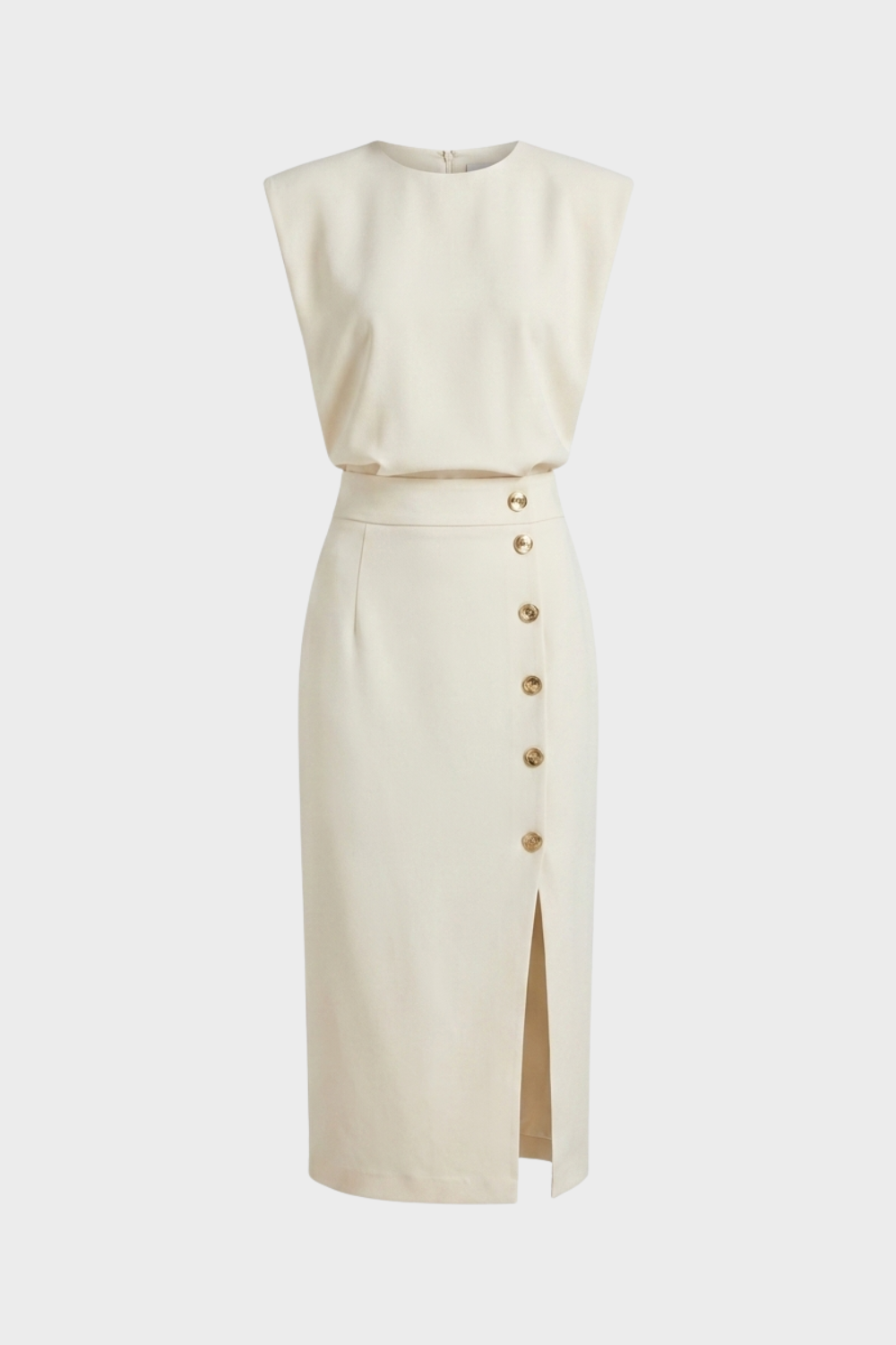 Women's Midi Dress Button | Sleeveless