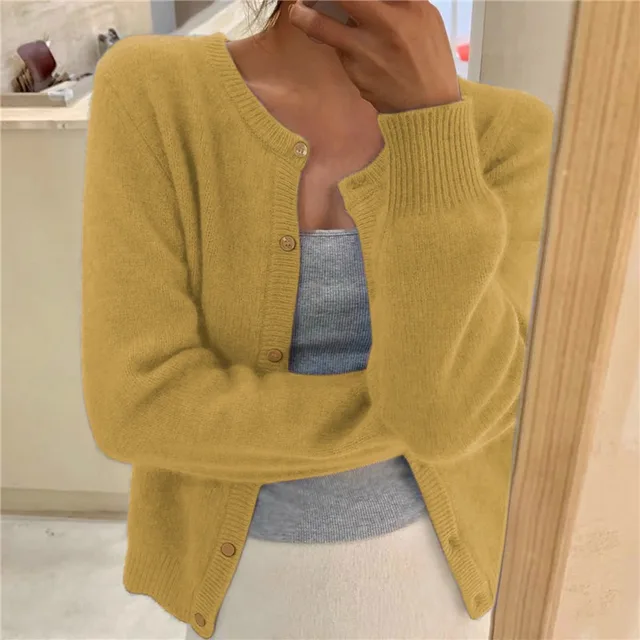 Elke | Women's Cardigan with Round Neck and Long Sleeves