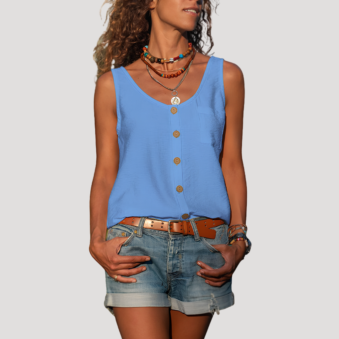 Women's Sleeveless Button Top