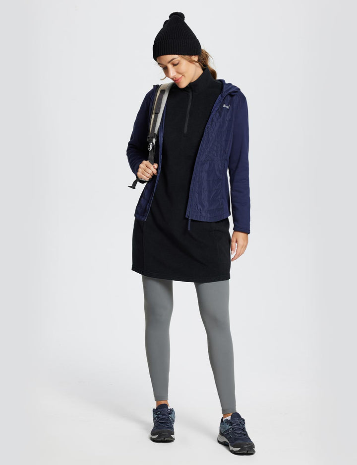 Women's Winter Tunic Dress with Half Zip, High Collar, and Kangaroo Pocket