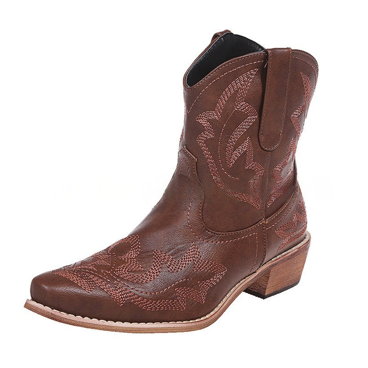 Laurice - Stylish Embroidered Leather Cowboy Boots