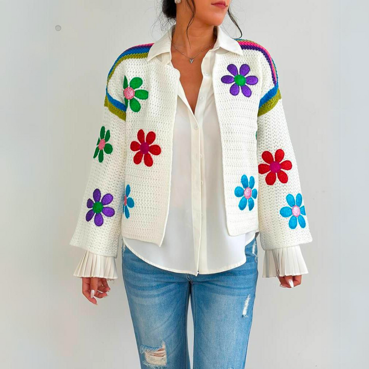 Eva - Warm Floral Embroidered Cardigan