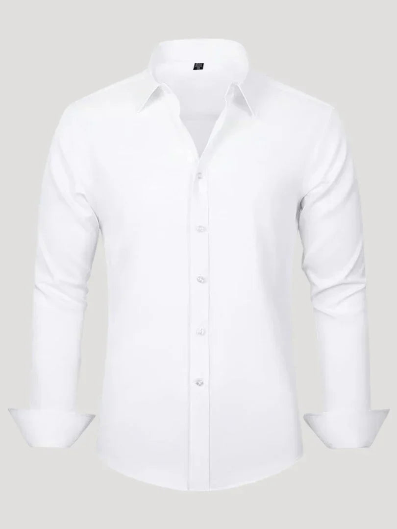 Bordon Non-Iron Stretch Shirt with Button Placket, view 8 - Elena Harper