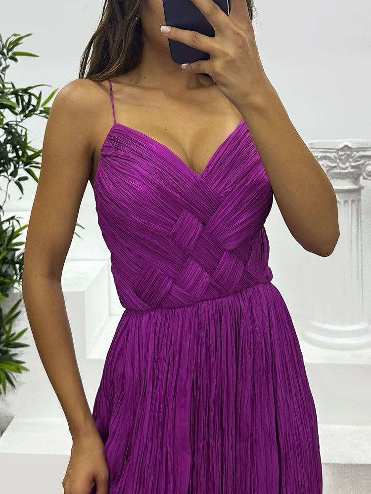 Pleated Sleeveless Maxi Dress