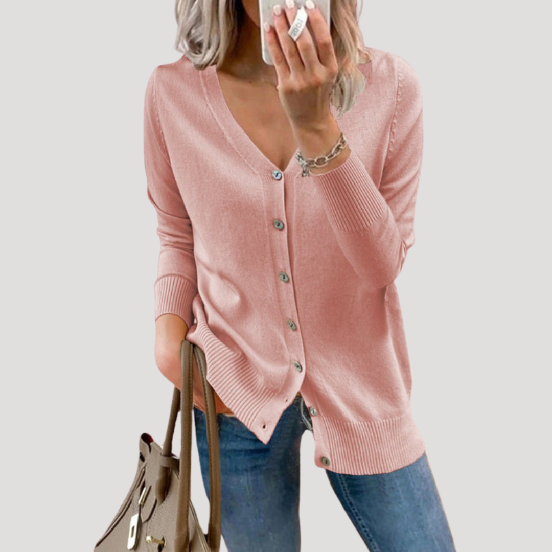 Women's V-Neck Buttoned Cardigan