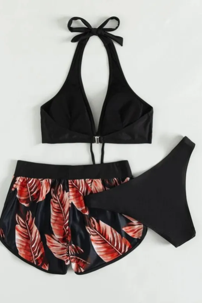 Ava Complete 3-Piece Bikini Set with Leaf Print for Women, view 5 - Elena Harper