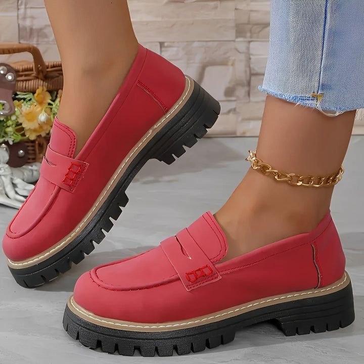 Elise Elegant matte platform loafers for women, view 5 - Elena Harper