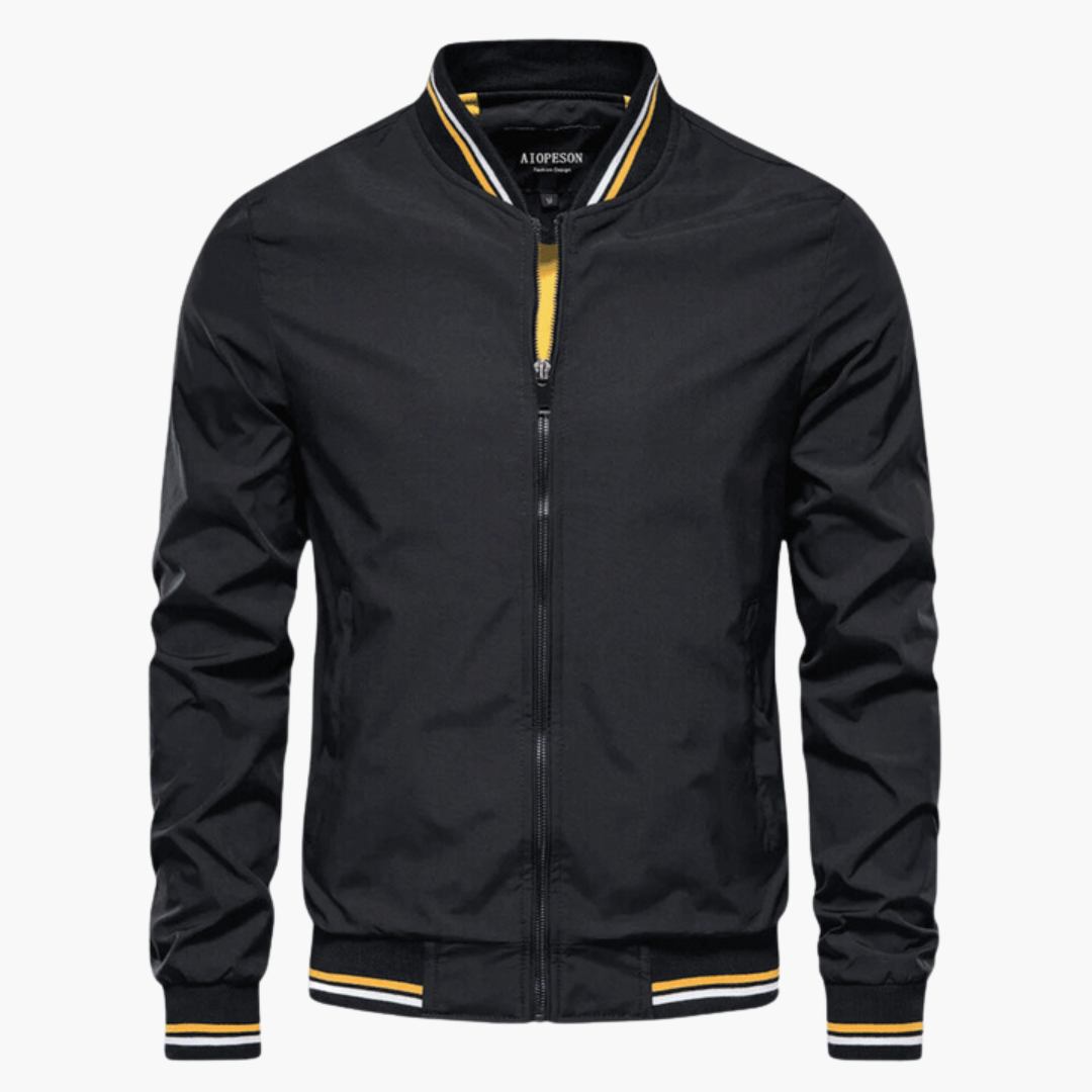 HARRINGTON OXFORD | RIBBED-TRIM ZIP-UP BOMBER JACKET FOR MEN
