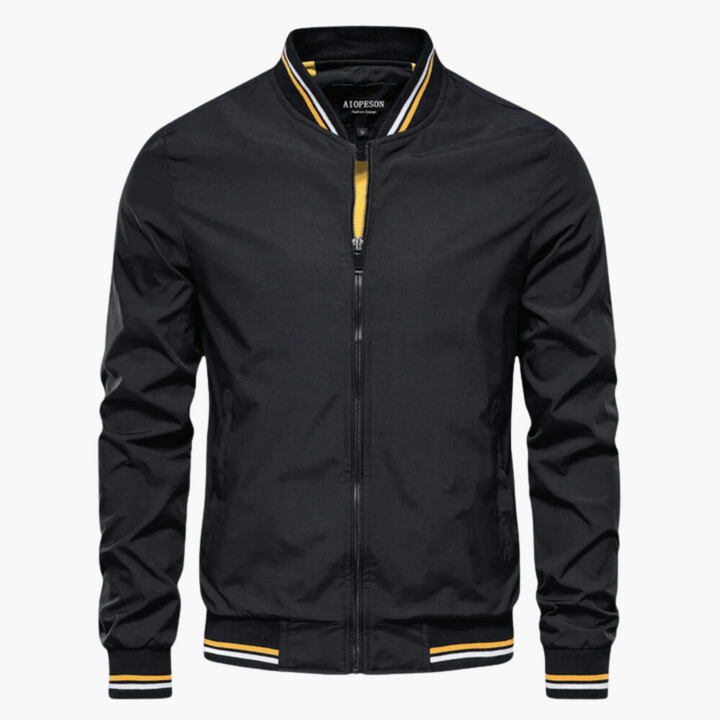 HARRINGTON OXFORD | RIBBED-TRIM ZIP-UP BOMBER JACKET FOR MEN
