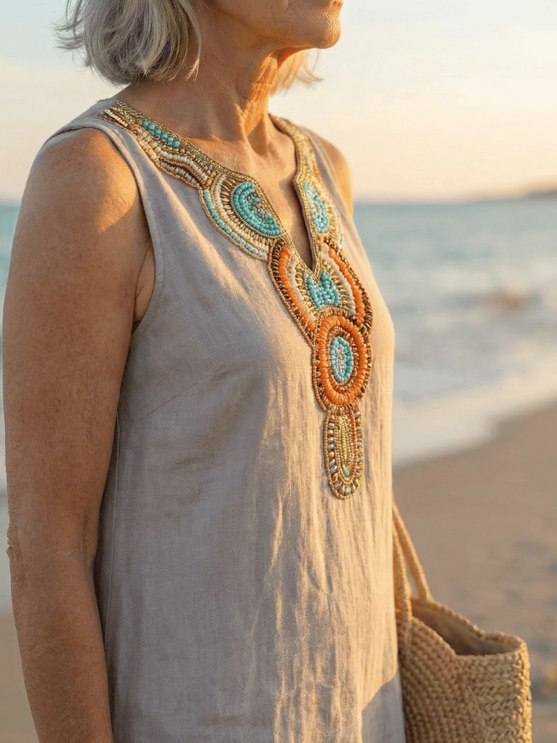 Arielle™ Airy Flow Midi Dress by Emma & Rose Cape Town, lightweight fabric with a flowing silhouette and adjustable straps.