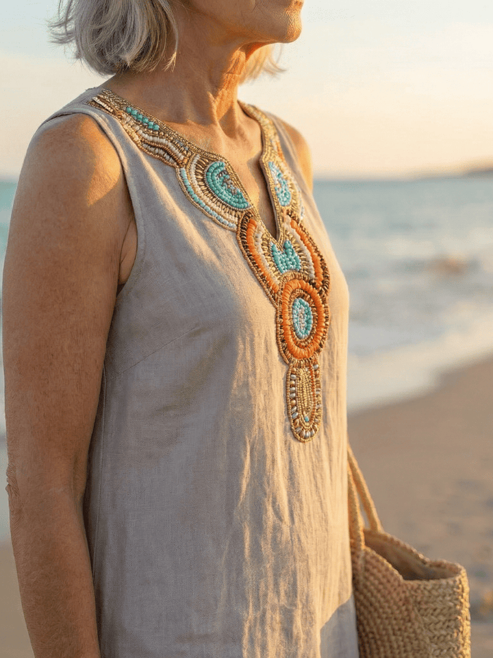Arielle™ Airy Flow Midi Dress by Emma & Rose Cape Town, lightweight fabric with a flowing silhouette and adjustable straps.