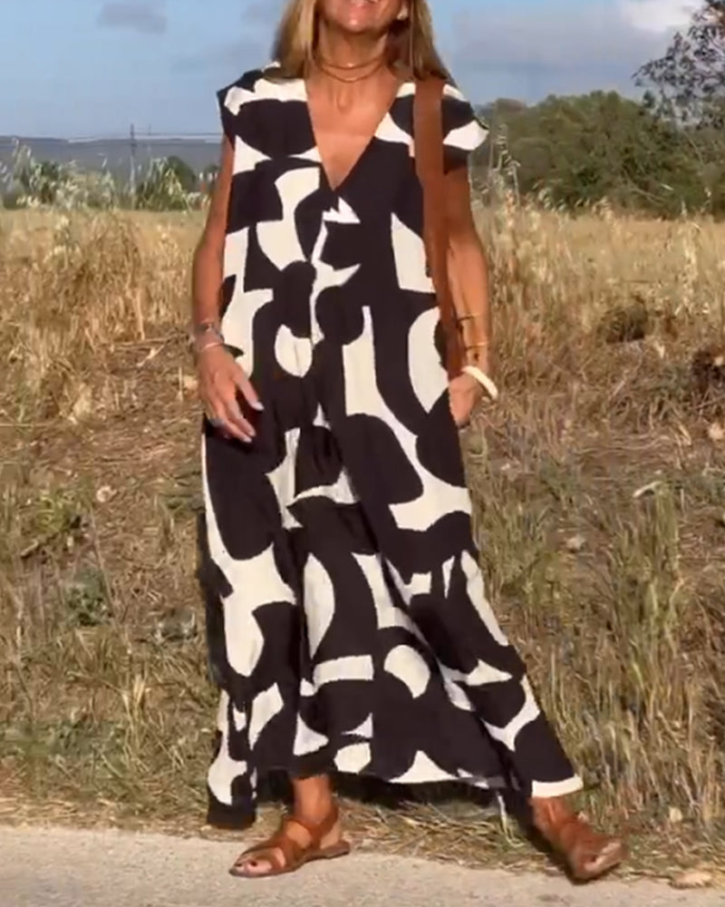 SITA Dress with print and V-neckline - Elena Harper