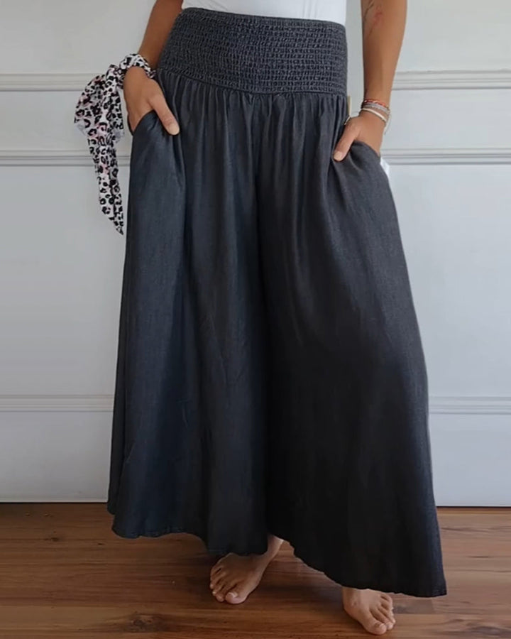 Beatrice Lonsdale Linen Look Wide-Leg Culottes For Women, view 3 - Elena Harper