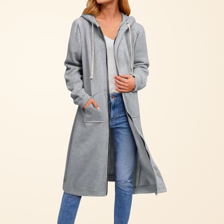 Sophie - Elegant Maxi Zip-Up Hoodie Cardigan