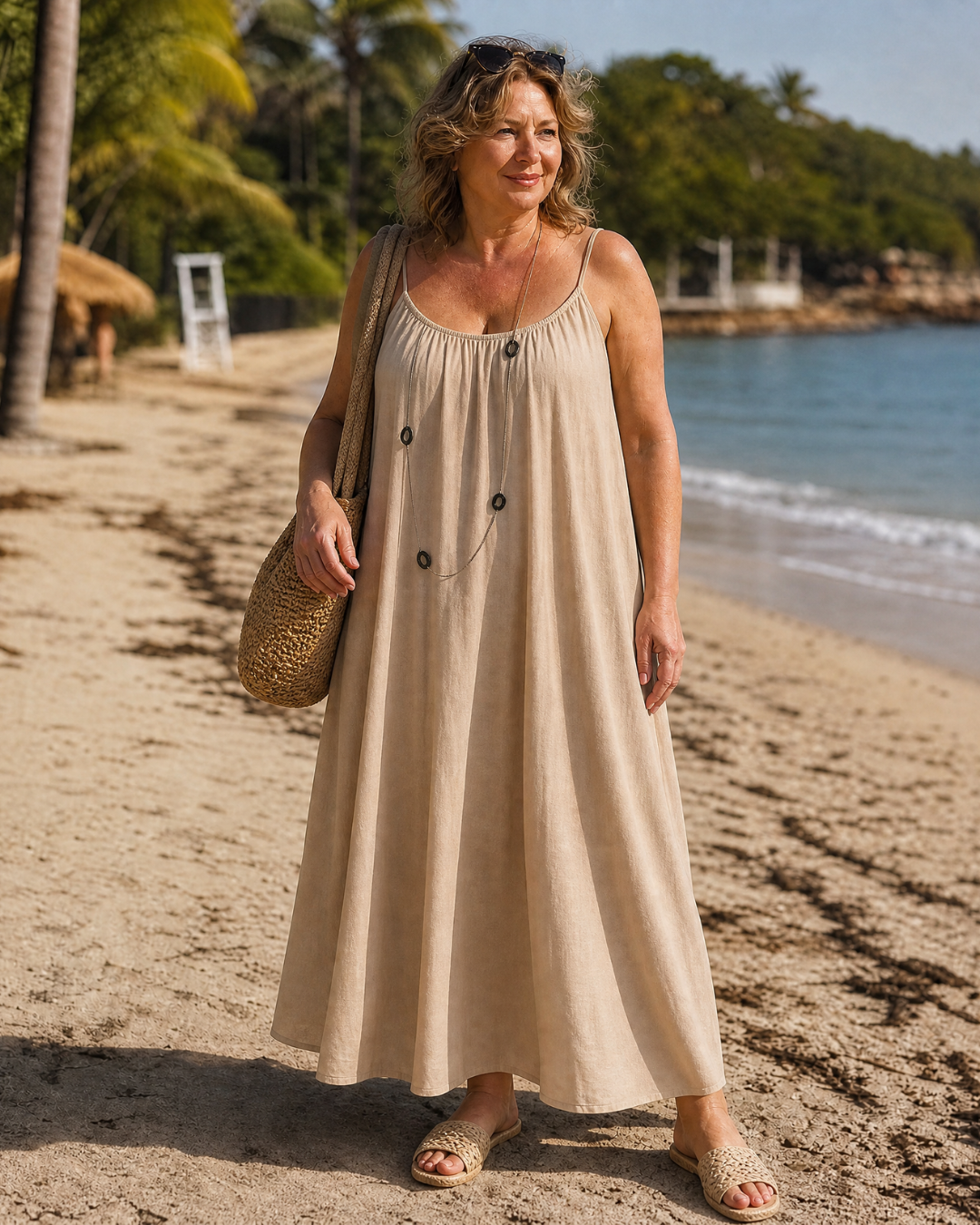 Amener Flowing Sleeveless Strappy Relaxed Midi Dress - Elena Harper