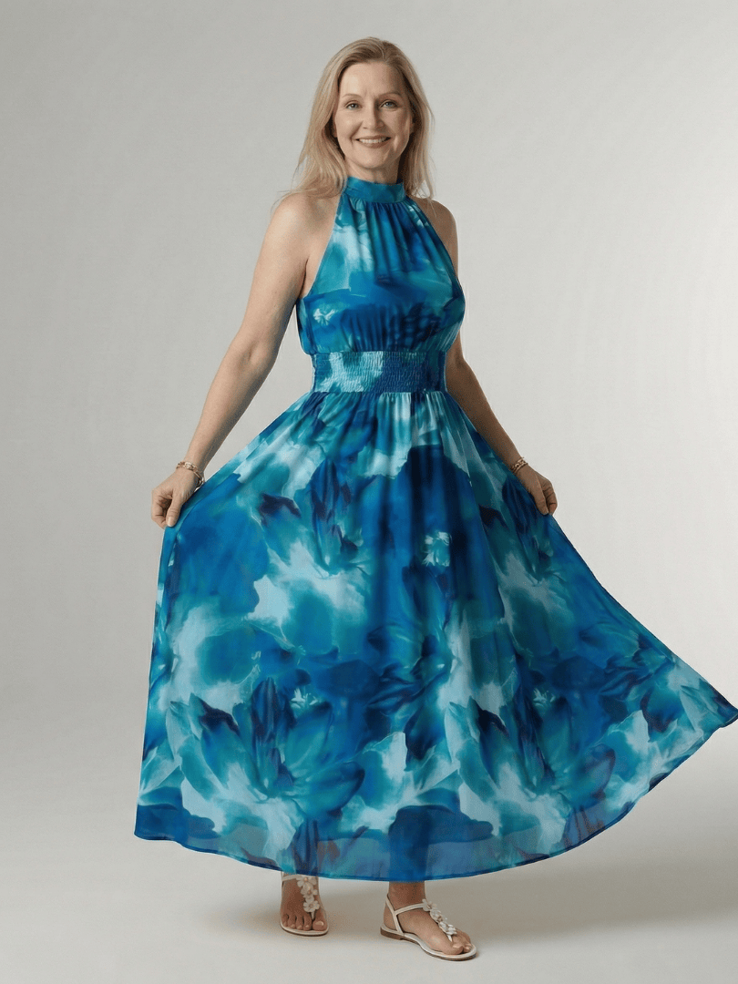 Sylin™  |  Gathered Halter Midi Dress