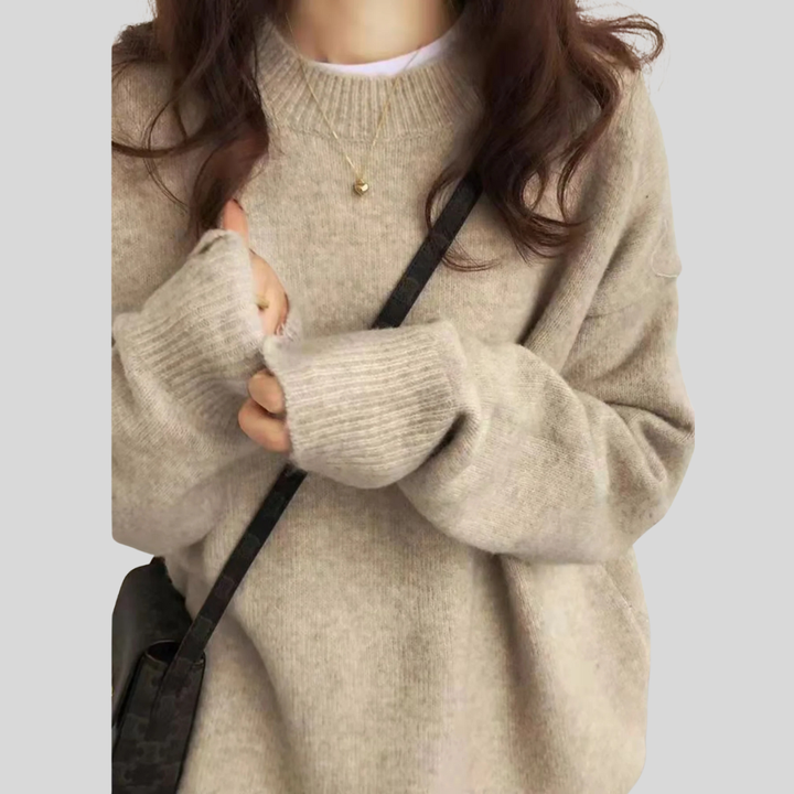 MIRIELLE Comfy Long Sleeve Round Neck Sweater, view 6 - Elena Harper