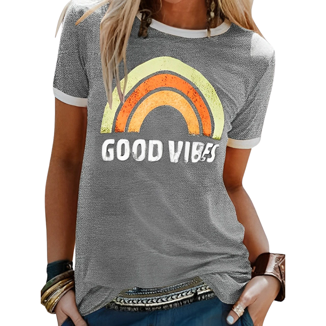 Women's Good Vibes Rainbow T-Shirt for Positive Energy